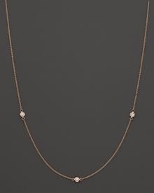 Lisa Nik 18K Rose Gold 0.12 Ct. Diamond Station Necklace, 17 Lisa Nik 18K Rose Gold 0.12 Ct. Diamond Station Necklace, 17