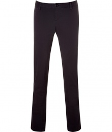Everyday style is found in these navy blue cotton stretch chinos - Causal, clean cut - Loose fit with slim, straight legs - Belt loops and side, slit pockets - Goes with anything, including pullovers, leather jackets or parkas - Great alternative to jeans or basic khaki pants for causal Fridays at the office Everyday style is found in these navy blue cotton stretch chinos - Causal, clean cut - Loose fit with slim, straight legs - Belt loops and side, slit pockets - Goes with anything, including pullovers, leather jackets or parkas - Great alternative to jeans or basic khaki pants for causal Fridays at the office