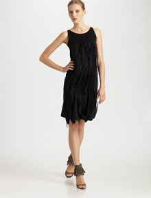 Fluidly draped chiffon, enhanced with allover dramatic front ruffles.Jewel necklineSleevelessCascading ruffled trimConcealed back zipAbout 21 from natural waist56% polyester/44% silkDry cleanMade in Italy of imported fabricModel shown is 5'11 (180cm) wearing US size 4. Fluidly draped chiffon, enhanced with allover dramatic front ruffles.Jewel necklineSleevelessCascading ruffled trimConcealed back zipAbout 21 from natural waist56% polyester/44% silkDry cleanMade in Italy of imported fabricModel shown is 5'11 (180cm) wearing US size 4.