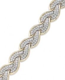 Up your glam factor. Yell'Ora's trendy twisted bracelet showcases round-cut diamonds (1/2 ct. t.w.) in a beautiful braided pattern. Base metal made from a combination of pure gold, sterling silver and palladium. Approximate length: 7-1/2 inches. Up your glam factor. Yell'Ora's trendy twisted bracelet showcases round-cut diamonds (1/2 ct. t.w.) in a beautiful braided pattern. Base metal made from a combination of pure gold, sterling silver and palladium. Approximate length: 7-1/2 inches.