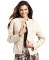 Alfani's structured faux leather jacket is just the piece to balance feminine looks with a bit of edge.