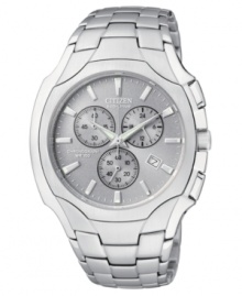 A smooth, seamless design and a versatile look define this handsome Citizen Eco-Drive watch. A smooth, seamless design and a versatile look define this handsome Citizen Eco-Drive watch.