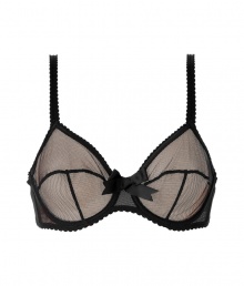 With a vintage-inspired silhouette and sweet scalloped trim, Chantal Thomass black mesh bra is a glamorous choice - Seamed mesh cups, dotted nude mesh underlay, oversized front bow, sweetheart neckline, wide adjustable straps, scalloped trim, back hook and eye closures - Perfect under virtually any top, or paired with the matching panties for sultry lounging With a vintage-inspired silhouette and sweet scalloped trim, Chantal Thomass black mesh bra is a glamorous choice - Seamed mesh cups, dotted nude mesh underlay, oversized front bow, sweetheart neckline, wide adjustable straps, scalloped trim, back hook and eye closures - Perfect under virtually any top, or paired with the matching panties for sultry lounging