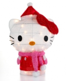 Hello Kitty is ready for some holiday fun! Wearing a Santa hat in addition to her bow, she radiates cheer in this adorable decoration for indoors and out. From Kurt Adler.