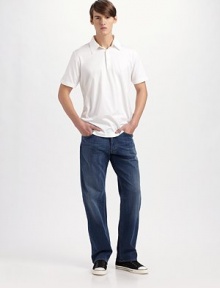 A classic for every man's closet, rendered with a standard fit in premium cotton. Three-button placket Cotton Machine wash Imported A classic for every man's closet, rendered with a standard fit in premium cotton. Three-button placket Cotton Machine wash Imported