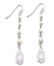 Simple yet sophisticated. Pretty imitation pearls and sparkling glass accents have an elegant effect on these linear drop earrings from Carolee. Set in silver tone mixed metal. Approximate drop: 2-3/8 inches. Simple yet sophisticated. Pretty imitation pearls and sparkling glass accents have an elegant effect on these linear drop earrings from Carolee. Set in silver tone mixed metal. Approximate drop: 2-3/8 inches.