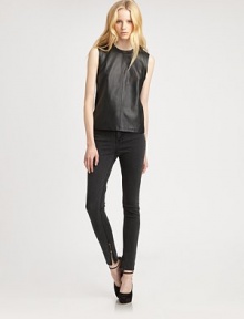 Irresistibly sleek and effortlessly cool, this soft leather crewneck has a sleeveless silhouette and invisible back zipper. CrewneckSleevelessBack zipper; hook-and-eye closureLeatherDry clean with leather specialistImported of Italian fabricModel shown is 5'10 (177cm) wearing US size Small. Irresistibly sleek and effortlessly cool, this soft leather crewneck has a sleeveless silhouette and invisible back zipper. CrewneckSleevelessBack zipper; hook-and-eye closureLeatherDry clean with leather specialistImported of Italian fabricModel shown is 5'10 (177cm) wearing US size Small.