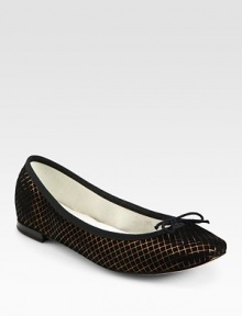 Smooth suede with a uniquely crafted fishnet overlay and barely-there bow adornment. Suede upperCanvas liningBuffed leather solePadded insoleImportedOUR FIT MODEL RECOMMENDS ordering one half size up as this style runs small. Smooth suede with a uniquely crafted fishnet overlay and barely-there bow adornment. Suede upperCanvas liningBuffed leather solePadded insoleImportedOUR FIT MODEL RECOMMENDS ordering one half size up as this style runs small.