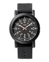 Inspired by the outdoor arts, this rugged camper watch features a canvas strap and retro analog face.