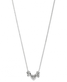 Fossil gets to the heart of the matter with this necklace. Crafted from stainless steel, the chain and heart are accented with clear glass crystal beads for a nice touch. Approximate length: 16 inches + 2-inch extender. Approximate drop: 1/4 inch. Fossil gets to the heart of the matter with this necklace. Crafted from stainless steel, the chain and heart are accented with clear glass crystal beads for a nice touch. Approximate length: 16 inches + 2-inch extender. Approximate drop: 1/4 inch.