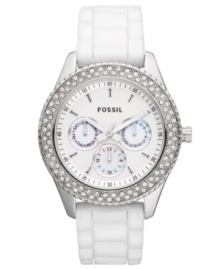 Timeless purity from Fossil. This Stella collection watch sparkles with unadulterated precision. Timeless purity from Fossil. This Stella collection watch sparkles with unadulterated precision.