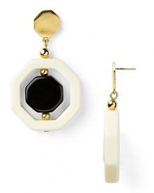 Tap into a mod-inspired mood with kate spade new york's black and white octogaonal earrings. The Deco danglers groove with a bright mini and knee high-boots for complete retro style. Tap into a mod-inspired mood with kate spade new york's black and white octogaonal earrings. The Deco danglers groove with a bright mini and knee high-boots for complete retro style.
