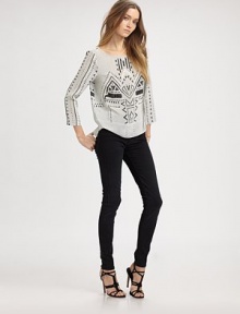 Colorblock eyelet print highlights this silk crepe-de-chine topper.ScoopneckCropped sleevesTie-back keyholeAbout 25 from shoulder to hemSilkDry cleanImportedModel shown is 5'9½ (176cm) wearing US size 4. Colorblock eyelet print highlights this silk crepe-de-chine topper.ScoopneckCropped sleevesTie-back keyholeAbout 25 from shoulder to hemSilkDry cleanImportedModel shown is 5'9½ (176cm) wearing US size 4.