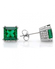 Cut in a graphic shape, Crislu's faceted emerald-colored earrings showcase the bold beauty of these gems. Wear these studs to give every look a flash of color. Cut in a graphic shape, Crislu's faceted emerald-colored earrings showcase the bold beauty of these gems. Wear these studs to give every look a flash of color.