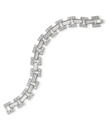 The shining example. Light up the night with this link flex bracelet from Carolee. Crafted from silver-tone mixed metal, it's adorned with glass stones and crystals for a lustrous touch. Approximate length: 7-1/2 inches. The shining example. Light up the night with this link flex bracelet from Carolee. Crafted from silver-tone mixed metal, it's adorned with glass stones and crystals for a lustrous touch. Approximate length: 7-1/2 inches.