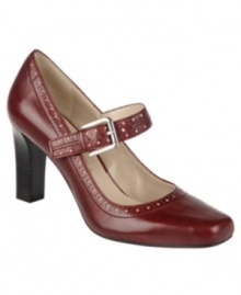 Steal a touch of school girl style for your shoe closet. These darling Usurp pumps by Franco Sarto feature a classic buckle and chunky stacked heel. Steal a touch of school girl style for your shoe closet. These darling Usurp pumps by Franco Sarto feature a classic buckle and chunky stacked heel.