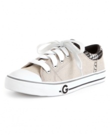 With fleece embellishment and a gray flannel tongue, G by GUESS adds a cozy fall touch to its canvas Oona lace-up sneakers. Pair them with new yoga pants or jeans for casual, comfortable chic on weekends. With fleece embellishment and a gray flannel tongue, G by GUESS adds a cozy fall touch to its canvas Oona lace-up sneakers. Pair them with new yoga pants or jeans for casual, comfortable chic on weekends.