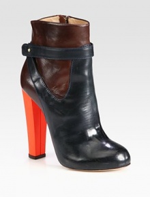 An eye-catching rubber heel freshens this colorblock ankle boot of supple Italian leather. Rubber heel, 5 (125mm)Hidden platform, ½ (15mm)Compares to a 4½ heel (115mm)Leather upperSide zipLeather lining and solePadded insoleMade in Italy An eye-catching rubber heel freshens this colorblock ankle boot of supple Italian leather. Rubber heel, 5 (125mm)Hidden platform, ½ (15mm)Compares to a 4½ heel (115mm)Leather upperSide zipLeather lining and solePadded insoleMade in Italy