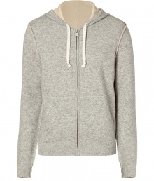Perfect casual-cool this season in Michael Kors double-knit hoodie, finished with an ultra comfortable contrast knit interior - Drawstring hood with white ties, long sleeves, fine ribbed trim, reverse shoulder seams, slim straight fit - Pair with favorite jeans and old-school sneakers