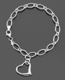 Grace your wrist with this lovely link bracelet with a precious open heart charm. Crafted in sterling silver by Giani Bernini. Measures approximately 7-1/2 inches long with a 3/4 inch drop. Grace your wrist with this lovely link bracelet with a precious open heart charm. Crafted in sterling silver by Giani Bernini. Measures approximately 7-1/2 inches long with a 3/4 inch drop.