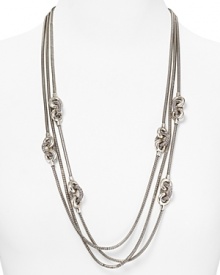 Look to the seas for style inspiration with this silver oxide necklace from Giles & Brother. It's sinuous links are perfectly on trend, while delicate knot detailing adds as nautical edge. Look to the seas for style inspiration with this silver oxide necklace from Giles & Brother. It's sinuous links are perfectly on trend, while delicate knot detailing adds as nautical edge.