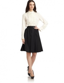 THE LOOKMandarin collarRibbon-trimmed bib frontLong sleeves with button cuffsTHE FITAbout 24 from shoulder to hemTHE MATERIALSilkCARE & ORIGINDry cleanMade in Italy THE LOOKMandarin collarRibbon-trimmed bib frontLong sleeves with button cuffsTHE FITAbout 24 from shoulder to hemTHE MATERIALSilkCARE & ORIGINDry cleanMade in Italy