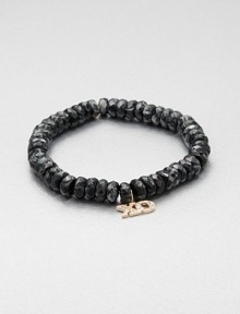 From the Words Collection. A faceted, zebra jade beaded bracelet embellished with a diamond accented 14k rose gold charm. Zebra jade14k rose goldDiamonds, .1 tcwLength, about 6.5Slip-on styleImported From the Words Collection. A faceted, zebra jade beaded bracelet embellished with a diamond accented 14k rose gold charm. Zebra jade14k rose goldDiamonds, .1 tcwLength, about 6.5Slip-on styleImported
