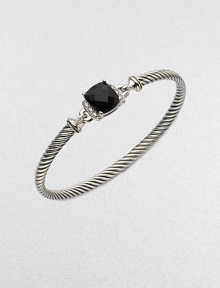 From the Petite Wheaton Collection. A beautiful cable design with a center of rich black onyx accented in dazzling diamonds. Sterling silverBlack onyxDiamonds, .08 tcwDiameter, about 2½Hook clasp closureImported From the Petite Wheaton Collection. A beautiful cable design with a center of rich black onyx accented in dazzling diamonds. Sterling silverBlack onyxDiamonds, .08 tcwDiameter, about 2½Hook clasp closureImported