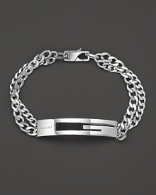 Doubled sterling silver chains, finished with a bold, signature Gucci G. Doubled sterling silver chains, finished with a bold, signature Gucci G.
