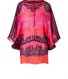 Effortless glamour is easily achieved in this luxe printed maxi dress from Roberto Cavalli - Tunic style, relaxed silhouette, bateau neck, three-quarter dolman sleeves, billowy dropped waist silhouette, all-over print - Wear with embellished sandals, leggings, a fringed shawl, and a statement clutch Effortless glamour is easily achieved in this luxe printed maxi dress from Roberto Cavalli - Tunic style, relaxed silhouette, bateau neck, three-quarter dolman sleeves, billowy dropped waist silhouette, all-over print - Wear with embellished sandals, leggings, a fringed shawl, and a statement clutch