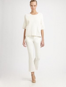 Boxy and sculptural, in a cotton/silk blend knit.Jewel necklineDropped shoulderShort sleevesPatch pocketsBack slit77% cotton/23% silkDry cleanMade in Italy of imported fabricModel shown is 5'11 (180cm) wearing US size 4. Boxy and sculptural, in a cotton/silk blend knit.Jewel necklineDropped shoulderShort sleevesPatch pocketsBack slit77% cotton/23% silkDry cleanMade in Italy of imported fabricModel shown is 5'11 (180cm) wearing US size 4.