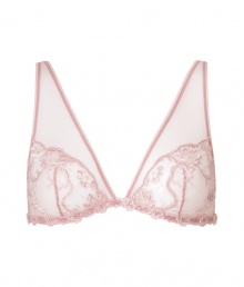 Luxurious triangle bra made ..from a fine, pink synthetic blend - especially comfortable thanks to the spandex content - elegant lace look - with unlined soft cups and adjustable stretch straps - hook closure - best for low necklines - perfect, snug fit - makes a dream d?collet? - stylish, sexy, seductive - fits under (almost) all outfits Luxurious triangle bra made ..from a fine, pink synthetic blend - especially comfortable thanks to the spandex content - elegant lace look - with unlined soft cups and adjustable stretch straps - hook closure - best for low necklines - perfect, snug fit - makes a dream d?collet? - stylish, sexy, seductive - fits under (almost) all outfits