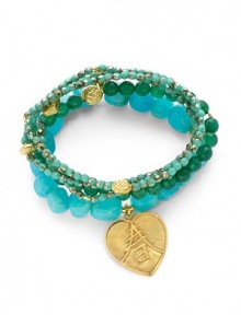 THE LOOKSet of five beaded braceletsHeart charmChalcedony, onyx and turquoise stones22k goldplated vermeil sterling silver charm accentsElastic pull-on styleTHE MEASUREMENTWidth, about 2.5ORIGINMade in USA of imported materials THE LOOKSet of five beaded braceletsHeart charmChalcedony, onyx and turquoise stones22k goldplated vermeil sterling silver charm accentsElastic pull-on styleTHE MEASUREMENTWidth, about 2.5ORIGINMade in USA of imported materials