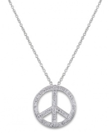 Promote a bright message of peace with this beautiful pendant by CRISLU featuring round-cut cubic zirconia (3/5 ct. t.w.) set in sterling silver with a platinum finish. Approximate length: 16 inches + 2-inch extender. Approximate drop: 1 inch. Promote a bright message of peace with this beautiful pendant by CRISLU featuring round-cut cubic zirconia (3/5 ct. t.w.) set in sterling silver with a platinum finish. Approximate length: 16 inches + 2-inch extender. Approximate drop: 1 inch.