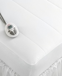 Transform your bed into a cozy retreat with Sunbeam's heated quilted mattress pad, boasting vertical, channeled quilting with the comfort of consistent warmth. The skirt fits snugly and securely to your mattress with the help of Stay Tech(tm) gripper technology. (Clearance)