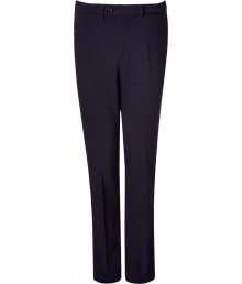 Stylish pants made ..in fine, dark blue heather wool stretch - Cut slim, straight and long - With flattering pleats - Luxurious and casual at the same time - Button closure and zipper - Two diagonal side pockets - High quality and wonderfully comfortable - A favorite pair of pants you will wear for a lifetime - With a shirt to the office, cashmere pullover for leisure Stylish pants made ..in fine, dark blue heather wool stretch - Cut slim, straight and long - With flattering pleats - Luxurious and casual at the same time - Button closure and zipper - Two diagonal side pockets - High quality and wonderfully comfortable - A favorite pair of pants you will wear for a lifetime - With a shirt to the office, cashmere pullover for leisure