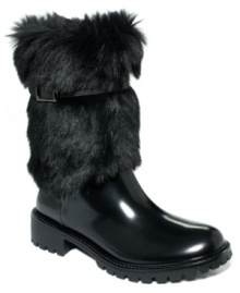Take on the cold weather in style with the Calgary faux-fur cold weather boots by DKNY Active. Faux fur lines the shaft, while a shiny rubber finish adds polish to the upper. Take on the cold weather in style with the Calgary faux-fur cold weather boots by DKNY Active. Faux fur lines the shaft, while a shiny rubber finish adds polish to the upper.