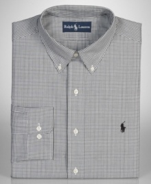 The classic checked pattern sport shirt from Ralph Lauren will add some preppy polish to your look. The classic checked pattern sport shirt from Ralph Lauren will add some preppy polish to your look.