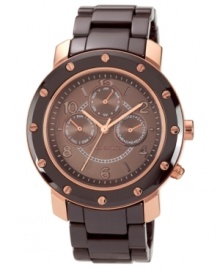 Structured ceramic in neutral hues lends a look of stylish durability to this Vince Camuto watch.