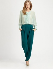 Crisp crepe in a timeless, high-waisted silhouette with front pleating and a single back besom pocket. THE FITHigh rise, about 12Inseam, about 29THE DETAILSElastic waistbandFront slash pocketsSingle back besom pocketFully lined98% polyester/2% elastaneDry cleanImportedModel shown is 5'9 (175cm) wearing US size 0. Crisp crepe in a timeless, high-waisted silhouette with front pleating and a single back besom pocket. THE FITHigh rise, about 12Inseam, about 29THE DETAILSElastic waistbandFront slash pocketsSingle back besom pocketFully lined98% polyester/2% elastaneDry cleanImportedModel shown is 5'9 (175cm) wearing US size 0.