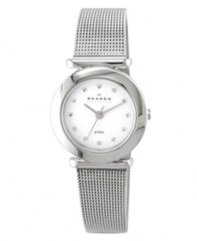 A polished look, perfect for the office. In sleek stainless steel accented with Austrian crystals on the watch face. Water resistant, quartz movement and scratch-resistant mineral crystal. Carries the Skagen Denmark limited lifetime warranty. A polished look, perfect for the office. In sleek stainless steel accented with Austrian crystals on the watch face. Water resistant, quartz movement and scratch-resistant mineral crystal. Carries the Skagen Denmark limited lifetime warranty.