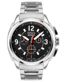 A classic steel chronograph with sporty accents from esQ Movado's Excel watch collection. A classic steel chronograph with sporty accents from esQ Movado's Excel watch collection.
