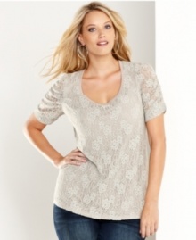 INC's plus size lace top is just feminine enough to pair with everything from skirts to jeans! INC's plus size lace top is just feminine enough to pair with everything from skirts to jeans!