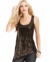 Turn up the shine in this glam-chic sequin top from DKNY Jeans.