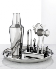 Get ready for any cocktail request! This classic stainless steel bar set has the tools you need to mix and serve drinks with professional flair.