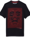 A uniquely awesome wave and face graphic covers the front of this cozy Sean John tee.