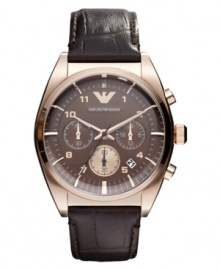 Classically handsome with a rosy twist: a rich timepiece by Emporio Armani. Classically handsome with a rosy twist: a rich timepiece by Emporio Armani.