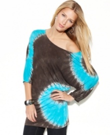 INC's no slouch! This draped, off-the-shoulder tunic gets a spring makeover with a cool tie dye print and extra rhinestone sparkle. INC's no slouch! This draped, off-the-shoulder tunic gets a spring makeover with a cool tie dye print and extra rhinestone sparkle.