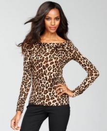 Animal print adds wild appeal to a foldover-neckline top from INC. Try it on or off the shoulders! Animal print adds wild appeal to a foldover-neckline top from INC. Try it on or off the shoulders!