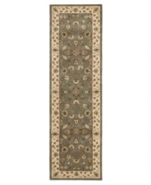 Expand beyond the standard borders of the room-size rectangle with the Nourison 2000 area rug collection. Classic in design, of the moment, while still boasting a chic sophistication, this rug features an intricate design of flowers in warm moss and taupe hues. Made of 100% silk and wool pile. Expand beyond the standard borders of the room-size rectangle with the Nourison 2000 area rug collection. Classic in design, of the moment, while still boasting a chic sophistication, this rug features an intricate design of flowers in warm moss and taupe hues. Made of 100% silk and wool pile.